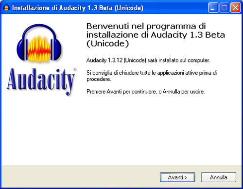Installazione Audacity