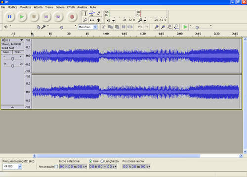 Esempio di rappresentazione grafica di un file audio