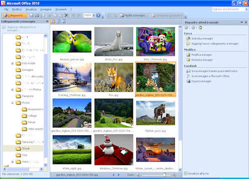 Interfaccia utente Microsoft Picture Manager
