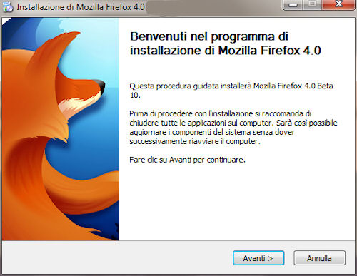 Firefox 4: Installazione
