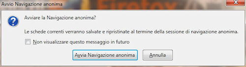 Firefox 4: Opzione di attivazione navigazione anonima