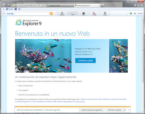 Internet Explorer 9: Interfaccia utente