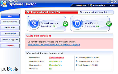 Spyware Doctor 2011: Interfaccia utente