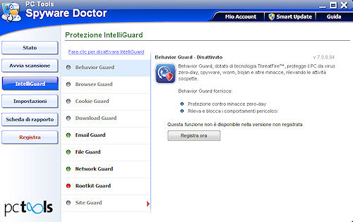Spyware Doctor 2011: Scheda protezione Behaviour Guard