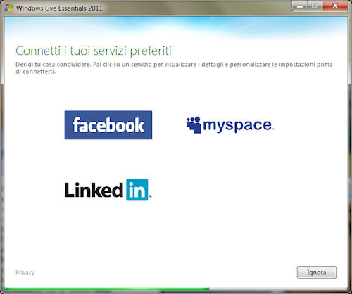 Windows Live Essentials 2011: Collegamento con servizi di rete sociale