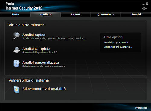 Panda Internet Security 2012: Scheda di analisi virus e minacce in genere