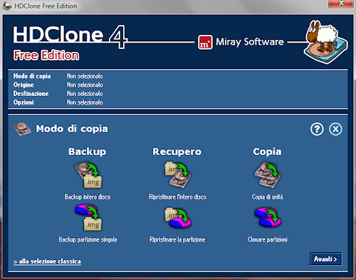 HDClone: Interfaccia utente modalità categoria