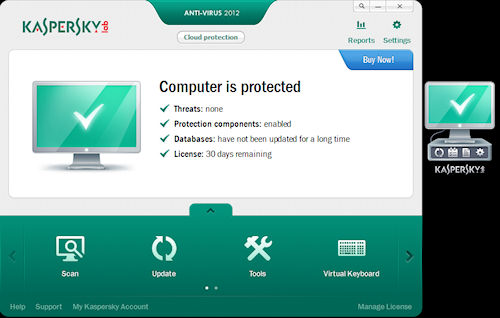 Kaspersky Anti-Virus 2012: Interfaccia utente e widget