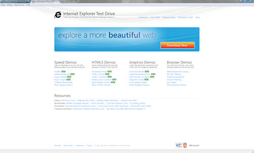 Pagina iniziale Internet Explorer Test Drive