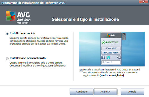AVG Anti-Virus Free Edition 2012: Installazione