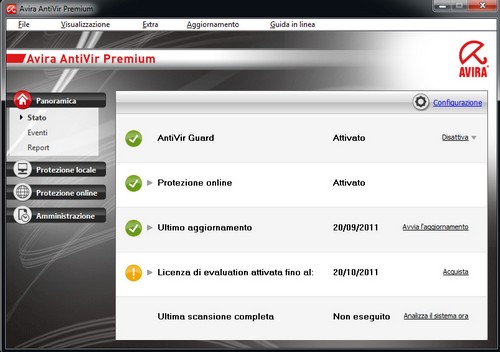 Avira AntiVir Premium: Interfaccia utente