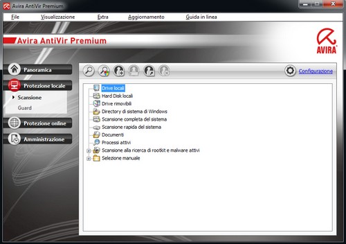 Avira AntiVir Premium: Pannello di protezione locale