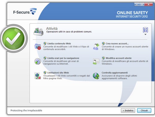 Interfaccia utente F-Secure Internet Security 2012
