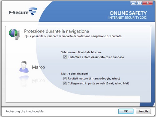 F-Secure Internet Security 2012: Esempio di protezione utente durante la navigazione web