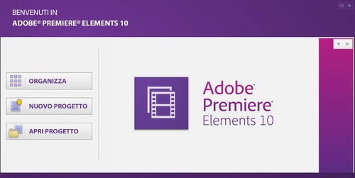 Adobe Premiere Elements 10: Pannello iniziale di gestione attività