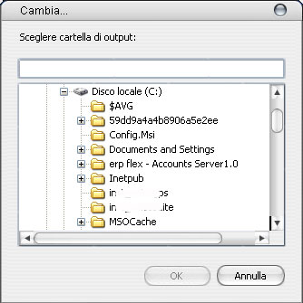 Selezione cartella di uscita
