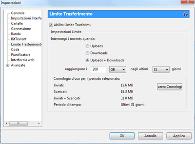 Sezione limite trasferimento