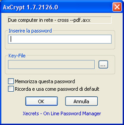 Password per decifrare un file - AxCrypt