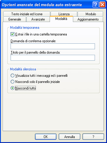 Ulteriori parametri di configurazione Winrar