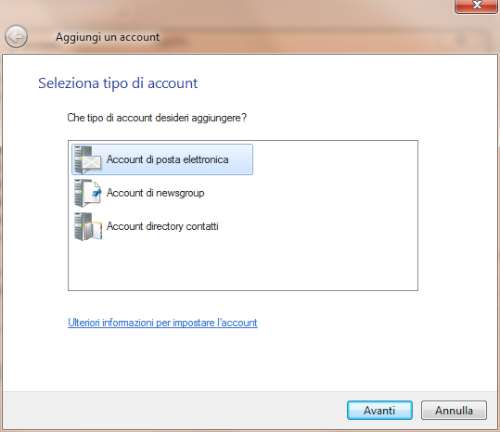 Impostazione account Gmail in Windows Live Mail