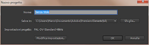 Adobe Premiere Elements 9: pannello proprietà progetto