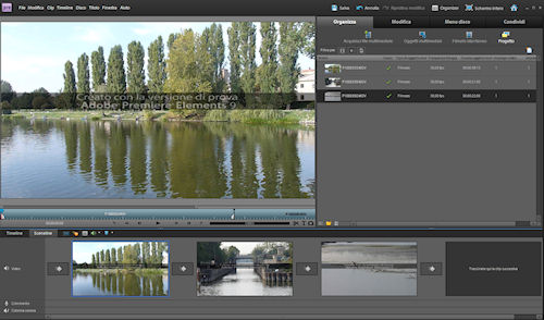 Adobe Premiere Elements 9: esempio di clip nella Sceneline