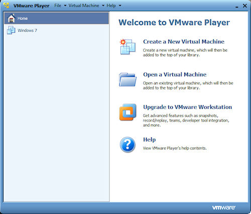 VMware Player: Finestra principale