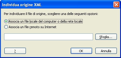 Finestra Origine XML