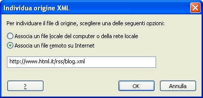 Individua origine XML