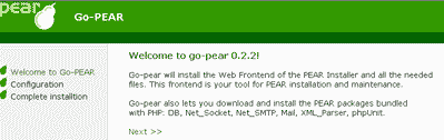 Schermata iniziale PEAR: logo verde e messaggi di benvenuto