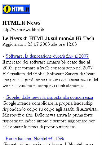 Le news di HTML.it recuperate dal nostro script