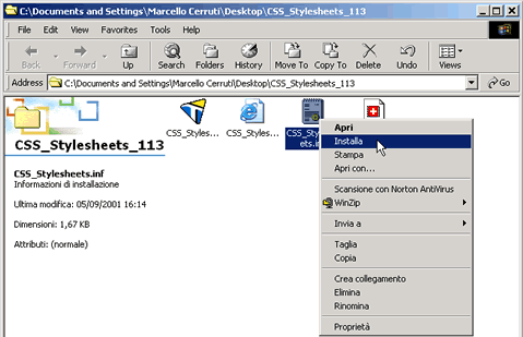 Installazione di CSS Stylesheet Browser