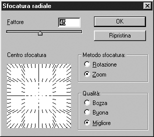 Applicazione filtro Sfocatura radiale