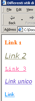 Diversi stili ai link di una stessa pagina