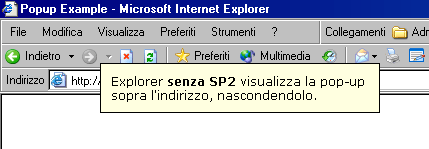 Pop-up senza SP2