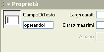 Il pannello Proprietà per il Campo di Testo
