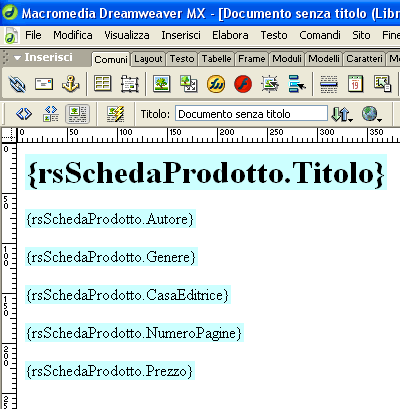 Trascinamento degli attributi sulla pagina