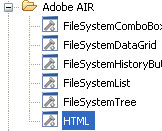 Screenshot della lista dei componenti AIR