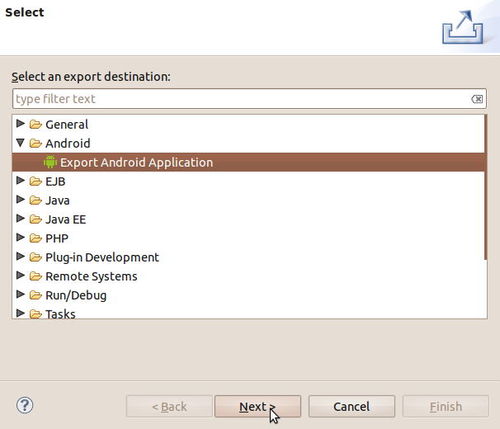 Figura 23: Esportare un'app Android