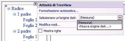 Inserire il TreeView in modo visuale