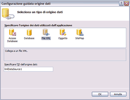 Selezionare un XmlDataSource