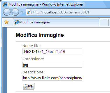 Form di modifica di una immagine