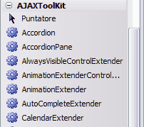 Gli strumenti AJAX nella toolbox
