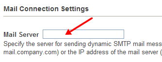 Il form di inserimento del server SMTP per la spedizione delle mail dal sito