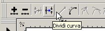 Il pulsante 'Dividi curva' sulla barra proprietà