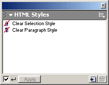 Il pannello HTML Styles sganciato dal gruppo Design