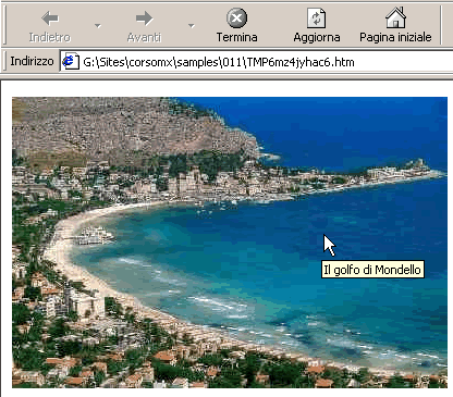 Visualizzazione sul browser dell'attributo alt