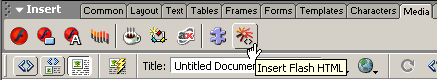 Accesso all'estensione Insert Flash HTML