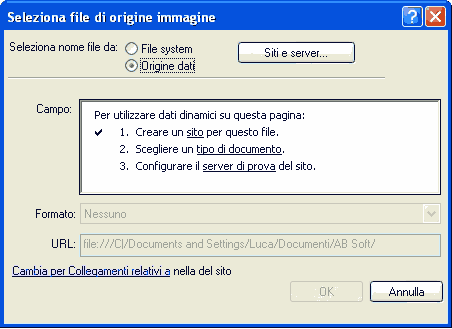 Selezione del nome del file