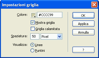 Modifica impostazioni della griglia